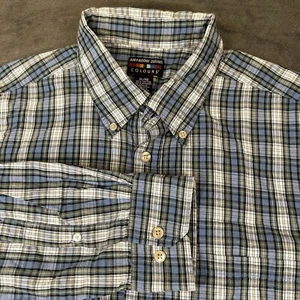 Alexander Julian Shirt Mens Extra Large Blue Green Plaid Button Up Long Sleeve - Picture 1 of 10