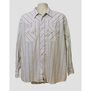 Wrangler Rustler Hemd 2XL creme braun Streifen Druckknöpfe Langarm Baumwollmischung - Bild 1 von 5