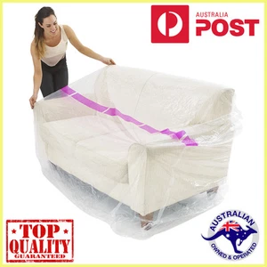 2x Furniture ( 3 & 2) Seater Couch Plastic Cover Moving Storage Bag Protection - Picture 1 of 3