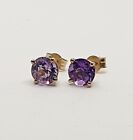9ct Round Amethyst Stud Earrings In Yellow Gold Promg Set