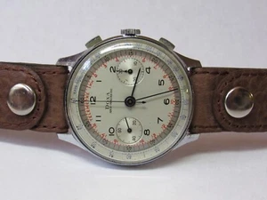 DOXA VINTAGE 2 REGISTER CHRONOGRAPH SWISS VALJOUX 22 MENS WATCH Ca 1945 WWII ERA - Picture 1 of 8