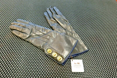 $168 Coach Triple Turnlock Leather Gloves Cashmere Lining Black Gold Size 7 - Image 1 of 4