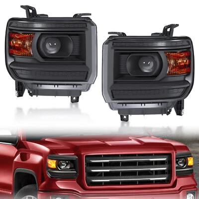 Projector Headlights For 2014-2019 GMC Sierra 1500 2500HD 3500HD Left+Right Pair - Image 1 of 4
