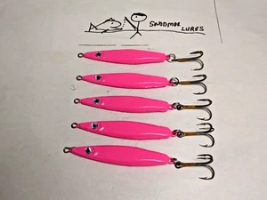 5 - 3/4 oz Flutter Bomb Spoon Slab Lead FISHING LURE JIG JIGGING Pink Kokanee - Picture 1 of 6