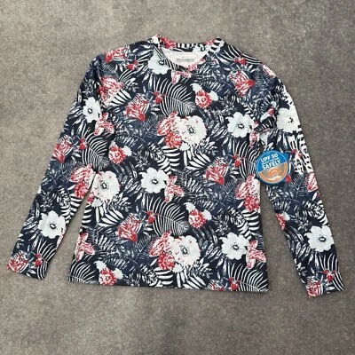Camisa Columbia Mujer Mediana Azul Rojo Floral PFG UPF 50 Omni Tono Natación Pesca Foto 1 de 4