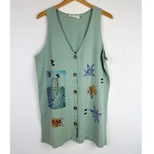 Vintage Sage Green Painted Stamped Tunic - Picture 1 of 9