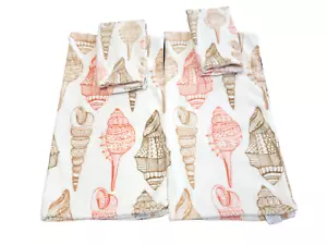 Kassa Fina Coastal Home Collection 4 pc Bath/Hand Towel Set Peach Tan Seashells - Picture 1 of 11