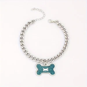 Dog Collar Dog Bone Necklace Pet Puppy Cat Aqua - Picture 1 of 4