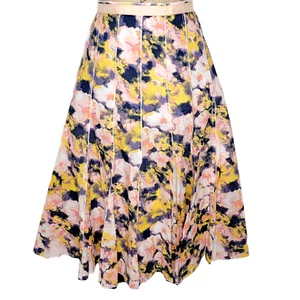 FOCUS 2000 Women's Floral Tie Dye Cotton Pleated Paneled Full Skirt Size 10 Pink - Picture 1 of 10