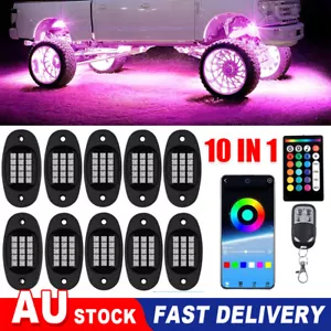 10Pods RGB LED Rock Lights Kit Offroad Underbody Music Wireless APP Pickup Truck - Picture 1 of 16