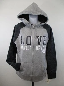 NEW Love Myrtle Beach Womens Size M Medium Gray Full Zip Jacket Hoodie - Picture 1 of 9