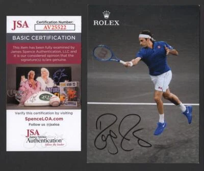 Roger Federer Signed Autograph 4x6 Photo Card - 8x Wimbledon Champion JSA COA - Image 1 of 2