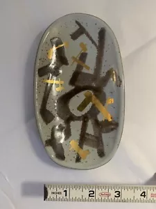 D Broudo signierte kleine 3”x6” abstraktes Design Kunstkeramik Schüssel Schmuckschale - Bild 1 von 7