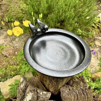 ANTIKAS Abbeveratoio per uccelli, bagno per uccelli - nero, abbeveratoio per uccelli, ciotola per acqua come vasca per uccelli