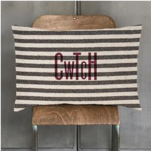 Cotton Couch Cushion East of India Cozy Pillow Bed Home Decor Stripe Cwtch Hug - Picture 1 of 1