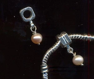 Ciondolo argentato per catena snake con perla di fiume - Imagen 1 de 1