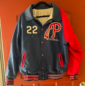RARE PHILADELPHIA PHILLIES JACKET #22 WITH FEATHER LOGO BUTTON UP 26x29" - Picture 1 of 8