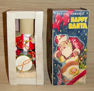 Vintage Happy Santa Drum Bell NUOVO NRFB Kitschy Natale Cragstan Giappone 1950 # - Foto 1 di 6