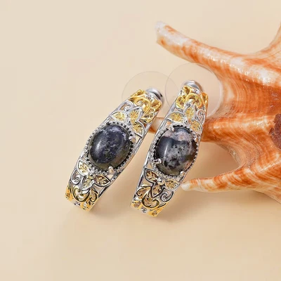 椭圆形 Yooperlite 耳环-Baroque 18K YG 镀铂不锈钢 全新 — 第 1/4 张图片