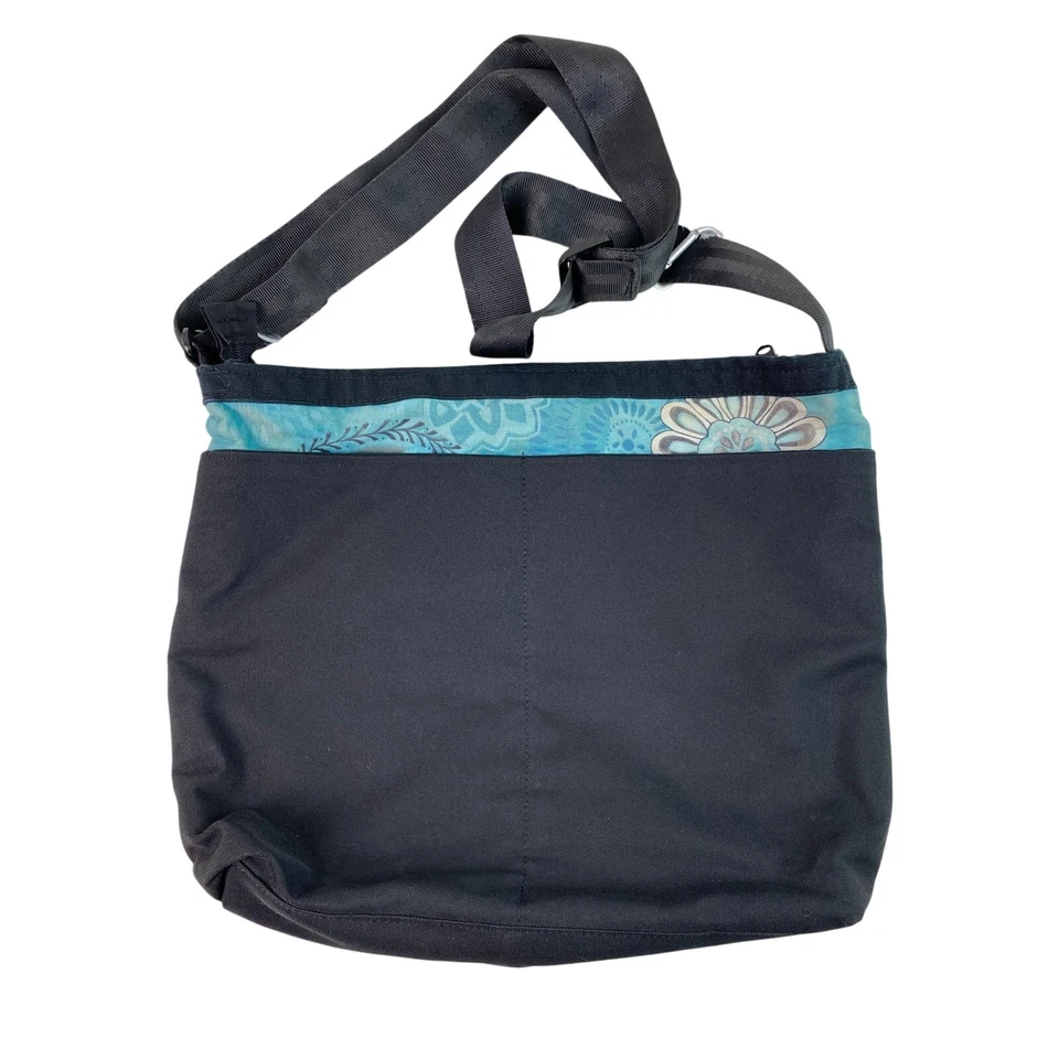 Bolso Bandolera Rose City Totes Negro Nylon Azul Floral Foto 1 de 4