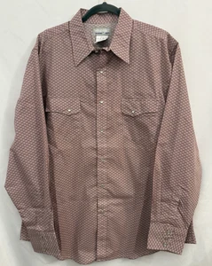 Neu ohne Etikett Wrangler Wrancher Pearl Snap Hemd Herren XL rot weiß Muster Western Cowboy - Bild 1 von 7