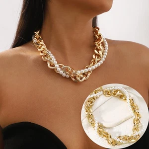 Mode Damen Halskette Retro Stil dreilagig Overlay Kette exquisite Halskette - Bild 1 von 9