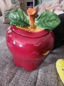 KK Large Ceramic Apple Canister Cookie Jar 10” House Decor - Picture 1 of 10