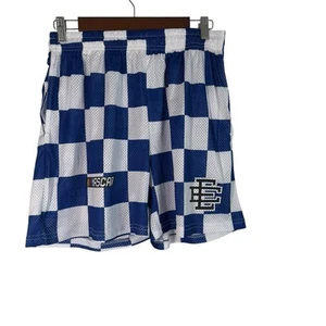 Eric Emanuel x NASCAR Mesh Shorts XXL BOYS Blue White Checkerboard - Picture 1 of 7