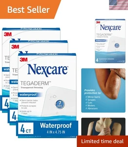 Tegaderm Waterproof Dressing, 4x4.75 in, Pack of 12 - Picture 1 of 12