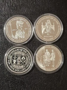4 X Silver Proof Crown Coins - Coronation 40th Anniversary 1992/93 - Picture 1 of 9
