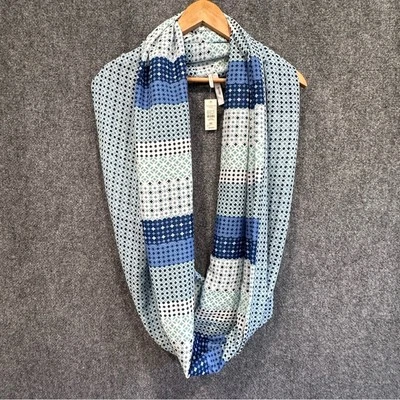 Talbots infinity scarf reversible blue mixed print geometric NWT nautical beachy - Image 1 of 4