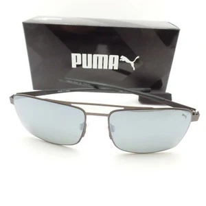 Puma PU0222S 001 Ruthenium Silver Polarized Mirror Sunglasses Authentic New - Picture 1 of 4