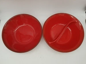 Metlox Poppytrail Vernon Kilns Medallion Red Serving Bowl & Divided Bowl CA USA - Picture 1 of 10
