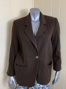 Vintage Maggie Lawrence Wool Jacket Blazer Women's Size M One button Lined Brown - Picture 1 of 12