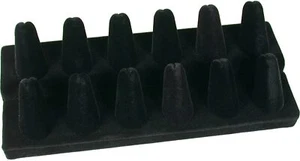 12 Finger Black Velvet Ring Showcase Counter Top Display Jewelry Holder - Picture 1 of 4