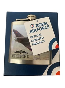 Official Royal Airforce Stainless Steel Spitfire Hip flask Boxed - Picture 1 of 3
