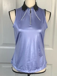 NWOT Jamie Sadock Women's Sleeveless 1/3 Zip Lilac Black Stretchy Golf Top XS. - Picture 1 of 12