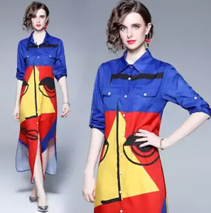 Sophisticated Runway Vintage Print Long Sleeve Evening Dress - Women's Size S - Picture 1 of 9
