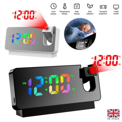 Digital LED Projection Alarm Clock Temperature Date Snooze Ceiling Projector 5V - Image 1 of 4