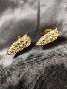 Vintage14k Gold Plated Collar Pins with Rhinestones - Picture 1 of 5