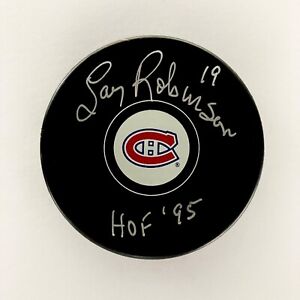 LARRY ROBINSON Montreal Canadiens Autographed Puck with HOF '95 inscription