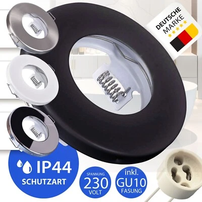 IP44 GU10 Einbaustrahler Bad Feuchtraum Spot Weiß, Chrom, Schwarz, Edelstahl WR2 - Bild 1 von 3