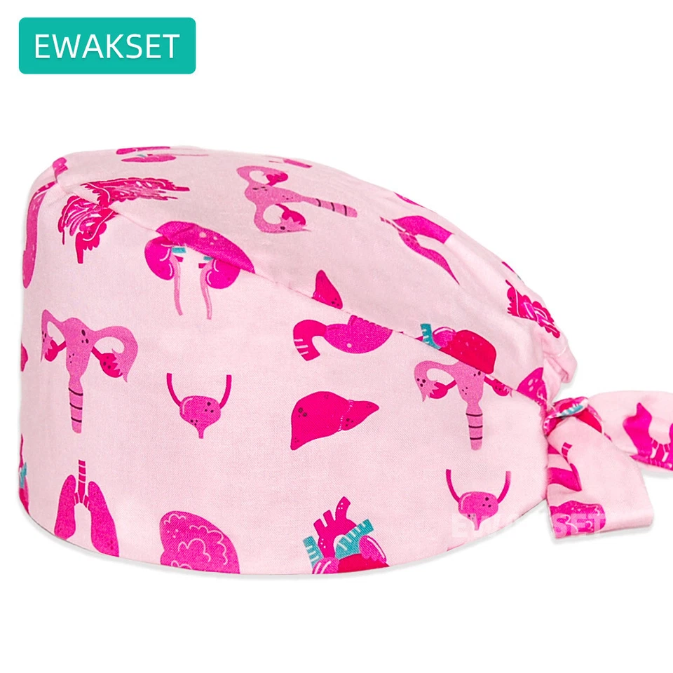 Unisex Surgical Hat Doctor Nurse Scrub Cap Hat with Sweatband 100% Cotton Scrubs - Image 1 of 4