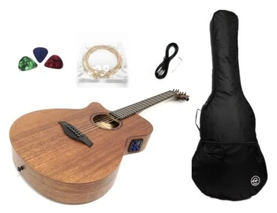 Caraya Safair 40CEQ Left-Handed All-Mahogany Parlor Acoustic Guitar w/EQ+Gig Bag - Image 1 of 4