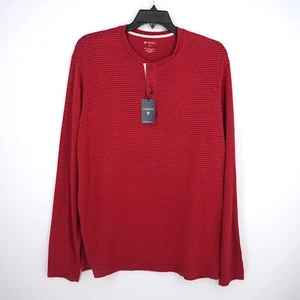 Cremieux Men's Long-Sleeve Henley Shirt XL Red Pink Striped NWT $69.50 - Picture 1 of 9