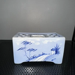Jarrón de colección Elpa Alcobaca flor ladrillo rana Portugal hecho a mano pintado a mano 559 azul - Imagen 1 de 5