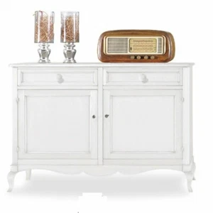 Sideboard 2 doors White Matte Classic Shabby Chic Home Office 145x49x116H - Picture 1 of 9