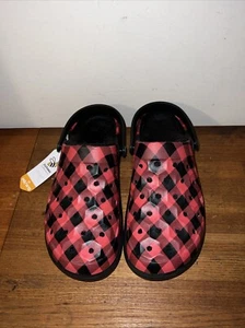 Joybees M 8 W 10 Varsity gefütterter Clog Grafik Buffalo kariert rot schwarz Print NEU! - Bild 1 von 11