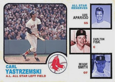 CARL YASTRZEMSKI CARLTON FISK LUIS APARICIO REGGIE SMITH 1973 SOX ALL STARS CARD