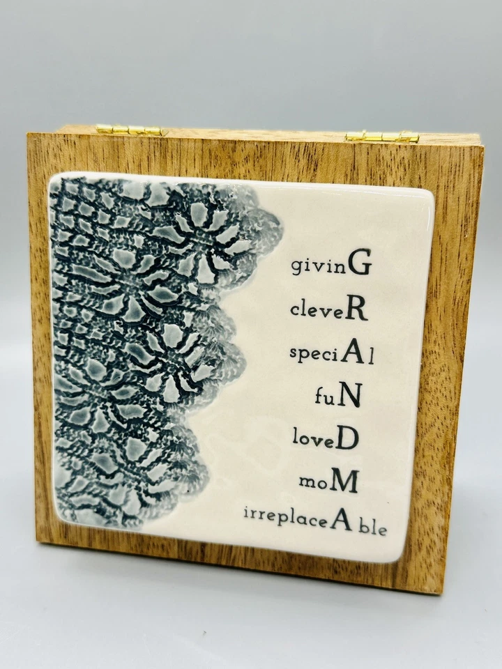 “Grandma” Personalizable Plaque Tile Hinged Sandwich Board Gift By Demdaco - Image 1 of 4